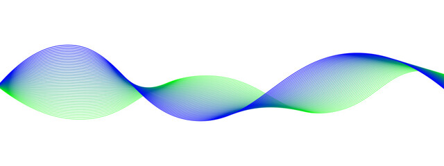 Vector wave dynamic music lines. Blue and green abstract lines. Sound waves on transparent background for your design. Vector EPS 10