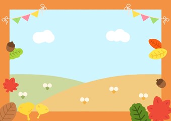 가을 단풍잎 언덕 배경화면 일러스트