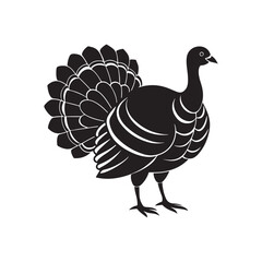 turkey silhouette vector, black and white silhouette, vector and illustration, black and white