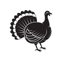 turkey silhouette vector, black and white silhouette, vector and illustration, black and white