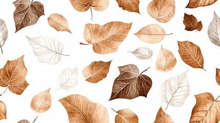 Elegant Watercolor Leaves Pattern in Earthy Tones for Modern Home Decor