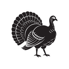 turkey silhouette vector, black and white silhouette, vector and illustration, black and white