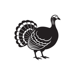 turkey silhouette vector, black and white silhouette, vector and illustration, black and white