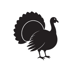 Fototapeta premium turkey silhouette vector, black and white silhouette, vector and illustration, black and white