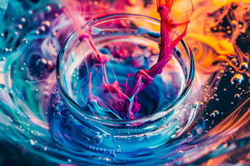 Vivid ink swirling in water