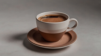 Coffee mug hot drink paper cup icon illustrated cinnamon and saucer wooden table realistic ove background