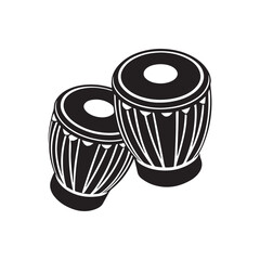 drum silhouette vector, black and white silhouette, vector and illustration, black and white