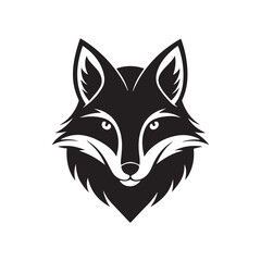 Obraz premium fox head silhouette vector, black and white silhouette, vector and illustration
