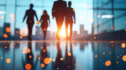 A team of cybersecurity analysts collaborating in a brightly lit office, analyzing data and working on a security breach response.