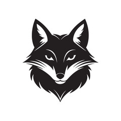 fox head silhouette vector, black and white silhouette, vector and illustration