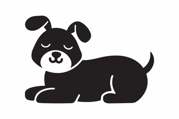  a cute dog silhouette vector with white background,