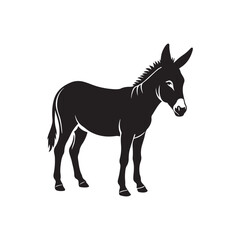 donkey silhouette vector, black and white silhouette, vector and illustration
