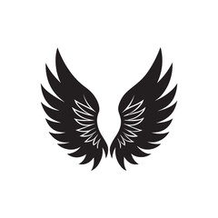 Obraz premium wings silhouette vector, black and white silhouette, vector and illustration
