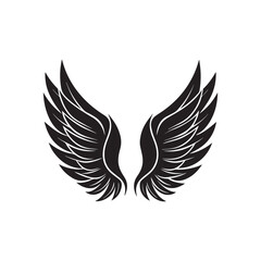 Obraz premium wings silhouette vector, black and white silhouette, vector and illustration