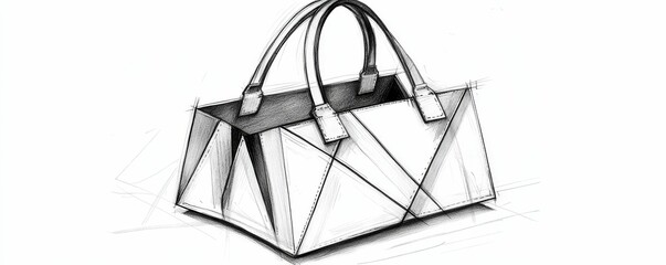 Hand-drawn sketch of a leather handbag.