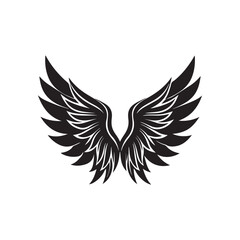 Fototapeta premium wings silhouette vector, black and white silhouette, vector and illustration