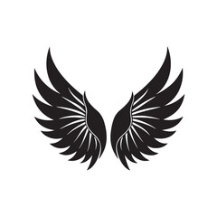 wings silhouette vector, black and white silhouette, vector and illustration