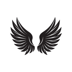 Fototapeta premium wings silhouette vector, black and white silhouette, vector and illustration