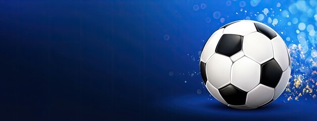 A dynamic soccer ball ablaze with flames, set against a vibrant blue background, ready for thrilling matches and exciting plays