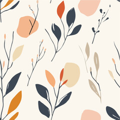 Illustration of fall seamless pattern with soft color palette