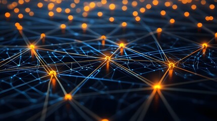 Fototapeta premium Network connection concept black background illustration. 