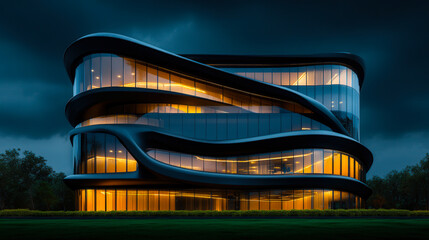 Naklejka premium Office buildings with rounded corners 