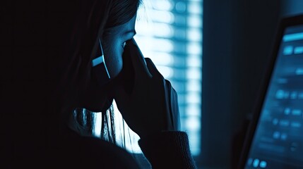 A person answering a phone call from a scammer, showing the dangers of fraudulent phone schemes