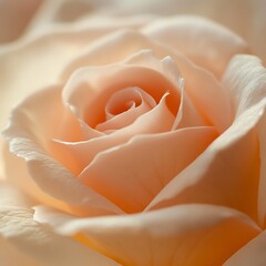 A close-up of a delicate peach rose, showcasing its soft petals and intricate details.
