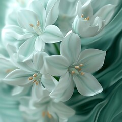 A close-up of delicate white flowers with soft petals and intricate details, creating a serene and calming atmosphere.
