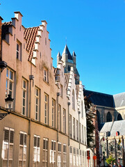 Fototapeta premium Romantic Facades of Brugge: Exploring Belgium's Medieval Architecture and Picturesque Brick Houses
