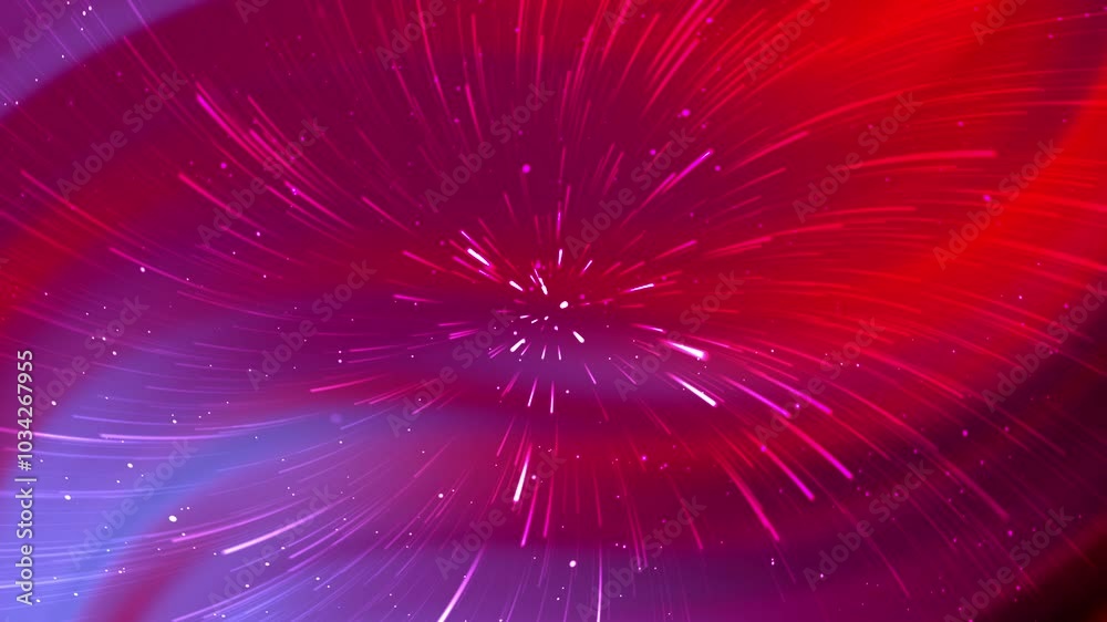 Wall mural abstract red background with light streaks and glowing particles.