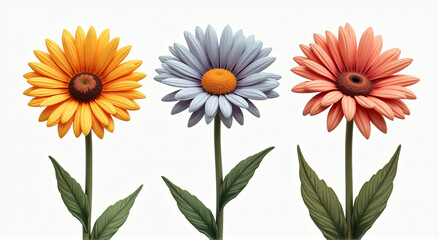Fototapeta premium set of flowers isolated