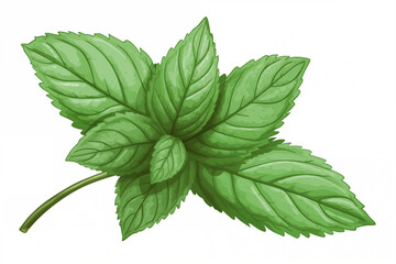 A vector hand drawn mint leaf isolated on transparent background