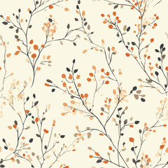 Illustration of fall seamless pattern with soft color palette