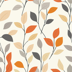 Illustration of fall seamless pattern with soft color palette