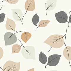 Illustration of fall seamless pattern with soft color palette