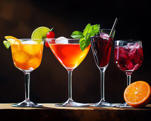 A vibrant collection of refreshing cocktails showcasing colorful mixes and garnishes perfect for summer celebrations and social gatherings