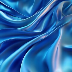 Obraz premium A close-up view of flowing blue satin fabric, showcasing its smooth texture and elegant draping.