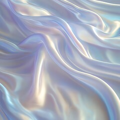 Obraz premium A smooth, iridescent fabric draping elegantly, showcasing soft waves and a shimmering surface.