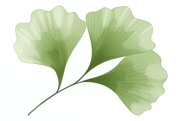 A vector hand drawn green ginkgo leaf isolated on transparent background