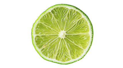 Fresh Lime Slice Isolated on White Background Showcasing Vibrant Green Color and Juicy Texture Perfect for Culinary and Refreshment Concepts