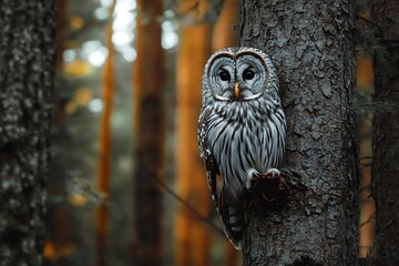 The Ural owl (Strix uralensis) is a large nocturnal owl