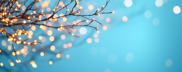 Sparkling lights on tree branches, abstract background, modern look
