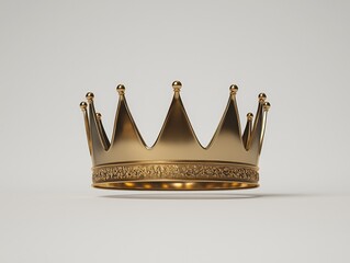 Regal Golden Crown Closeup on White Background - Luxurious Royal Symbol of Power and Authority for Leadership Concept