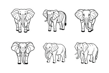 Elephant sets icon vector silhouette icons icon set on white background.	