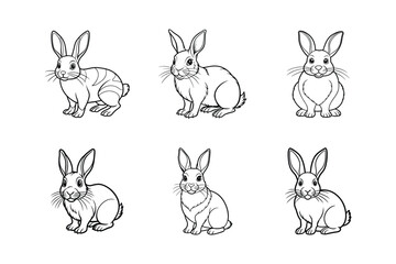Black sets icon side lineout of a rabbit isolated on white background.	
