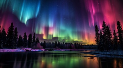 Obraz premium The aurora borealis forming colorful patterns in the sky