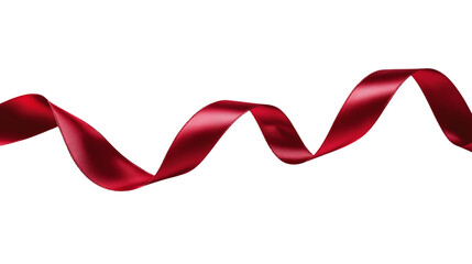 Red festive ribbon on transparent background, png