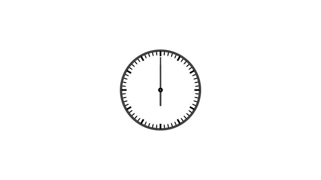 The wall clock goes around the entire border for hours animated on white background.