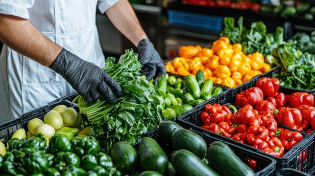 Cropped photo of an employee conducting the fresh produce quality control at the production site